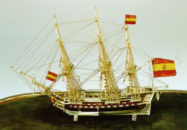 Modelo de navío de dos puentes. S. XVIII